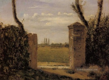  romantik - Boid Guillaumi in der Nähe von Rouen Ein Tor Flankiert von zwei Beiträge plein air Romantik Jean Baptiste Camille Corot